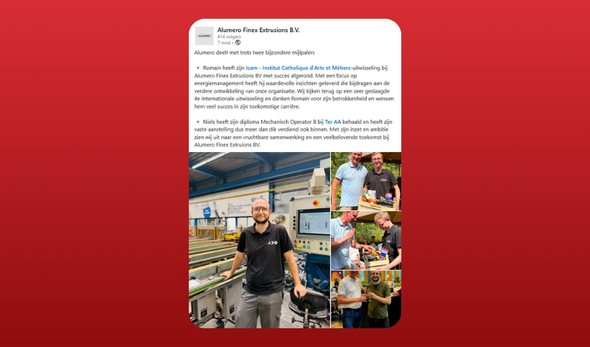 Alumero Finex Extrusions LinkedIn Post